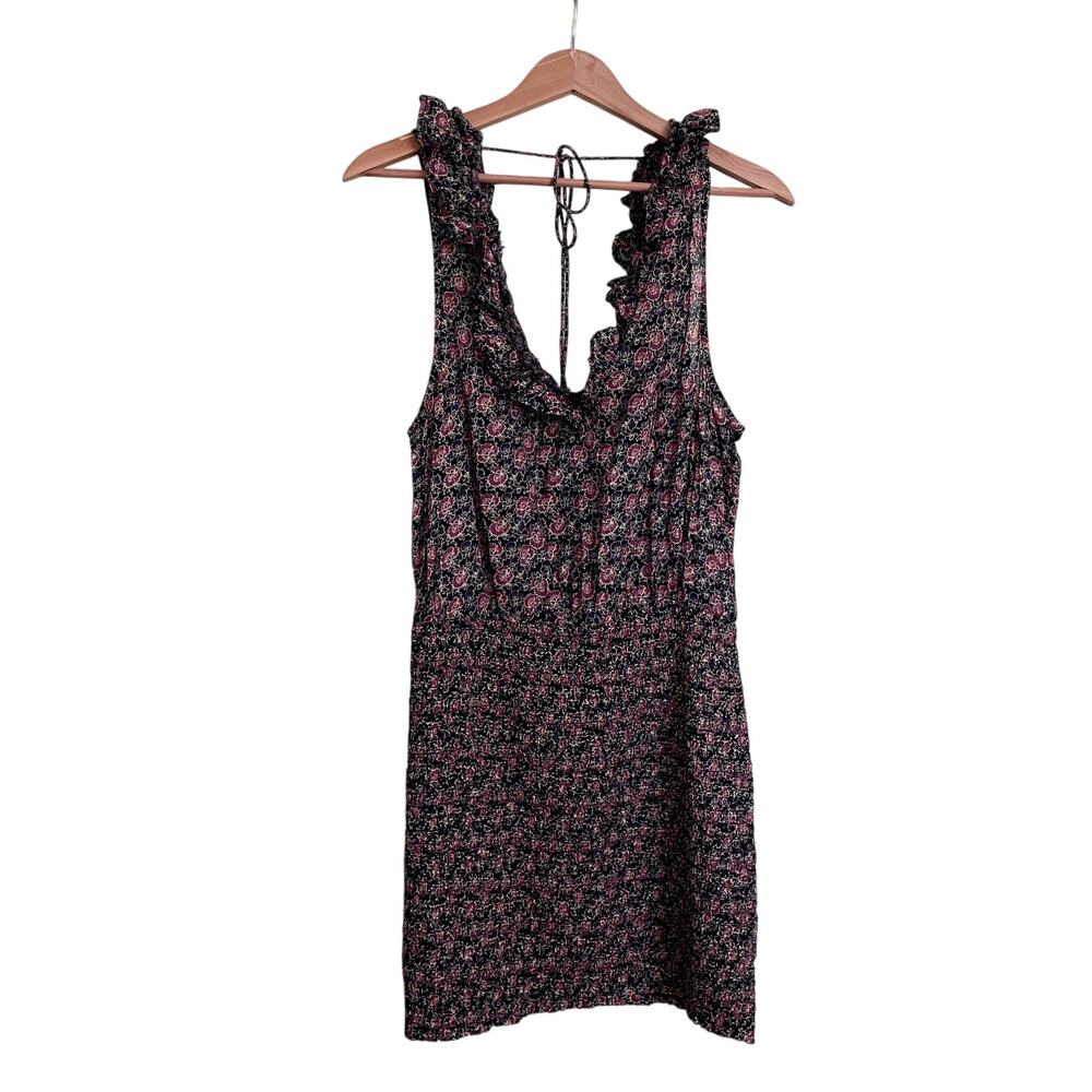 Free People I'm Your Favorite Cotton Purple Floral Shirred Mini Dress Small Boho - Picture 3 of 9
